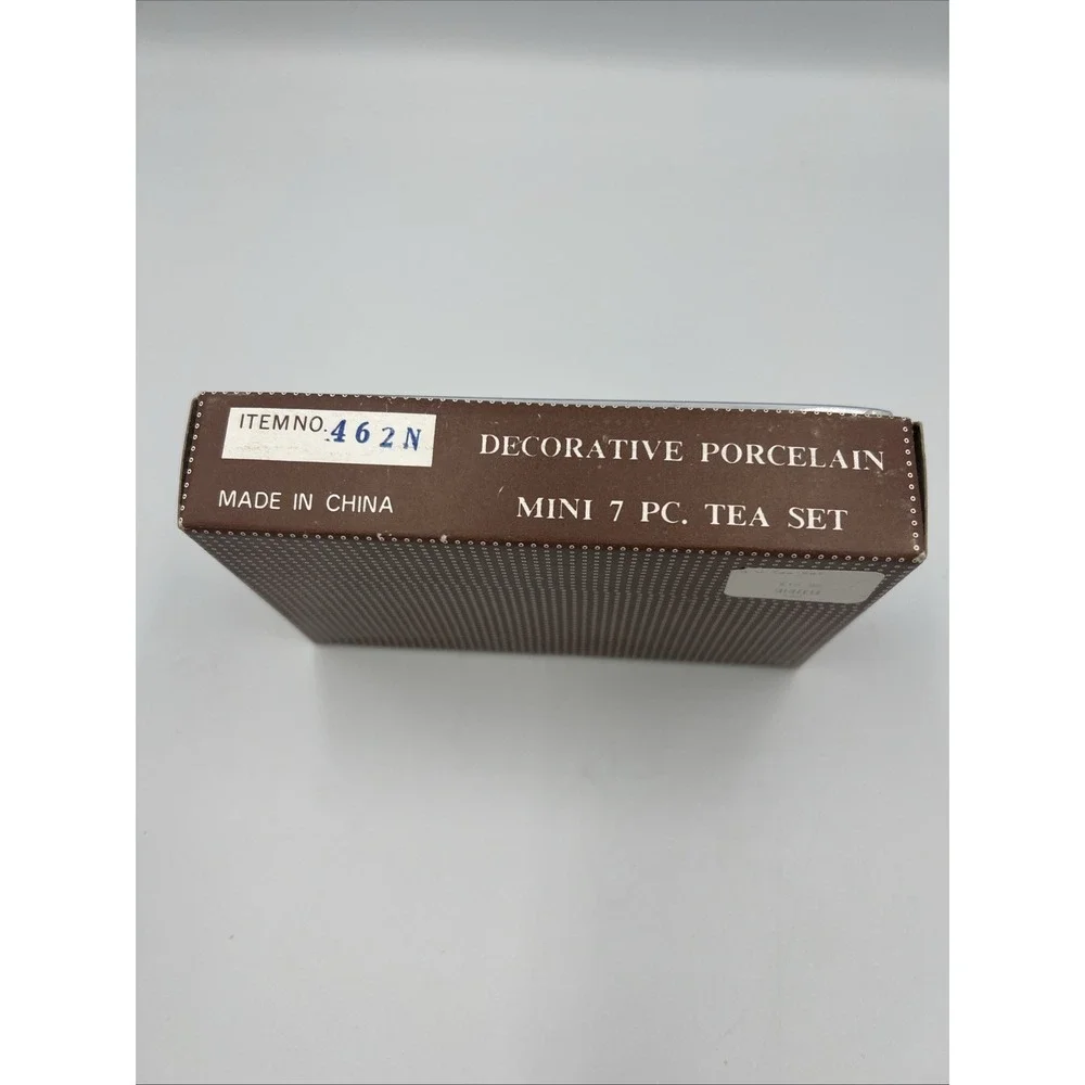Vintage Blue White Porcelain Mini Tea Set Teapot 6 Cups Gift Box 7 piece Trinket